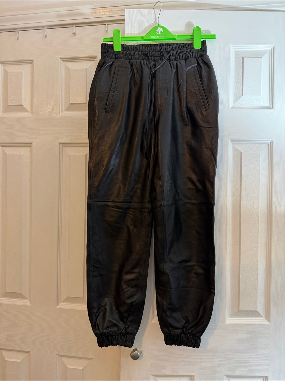 Antonio Melani Luxury Black 100% Leather Jogger Pants for Women - Picture 16 of 16